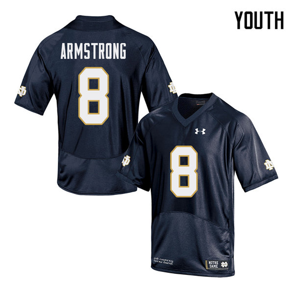 Youth #8 Jafar Armstrong Notre Dame Fighting Irish College Football Jerseys Sale-Navy